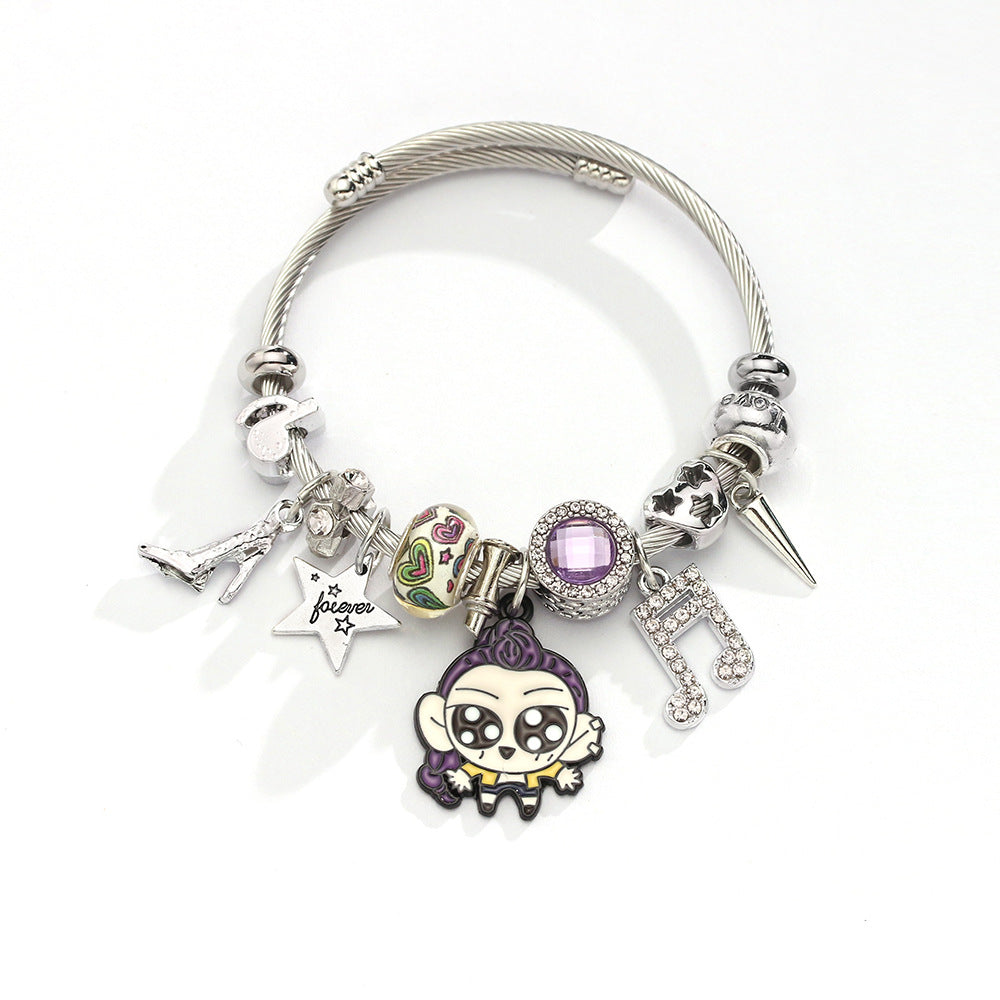 Wholesale KPOP cartoon stainless steel bracelet