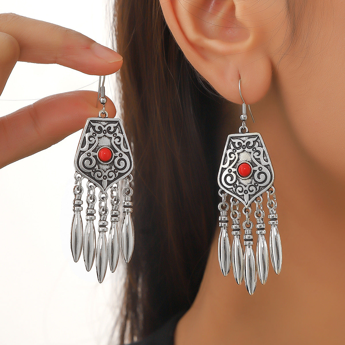 Wholesale  bohemian Retro ethnic style turquoise dangle earrings