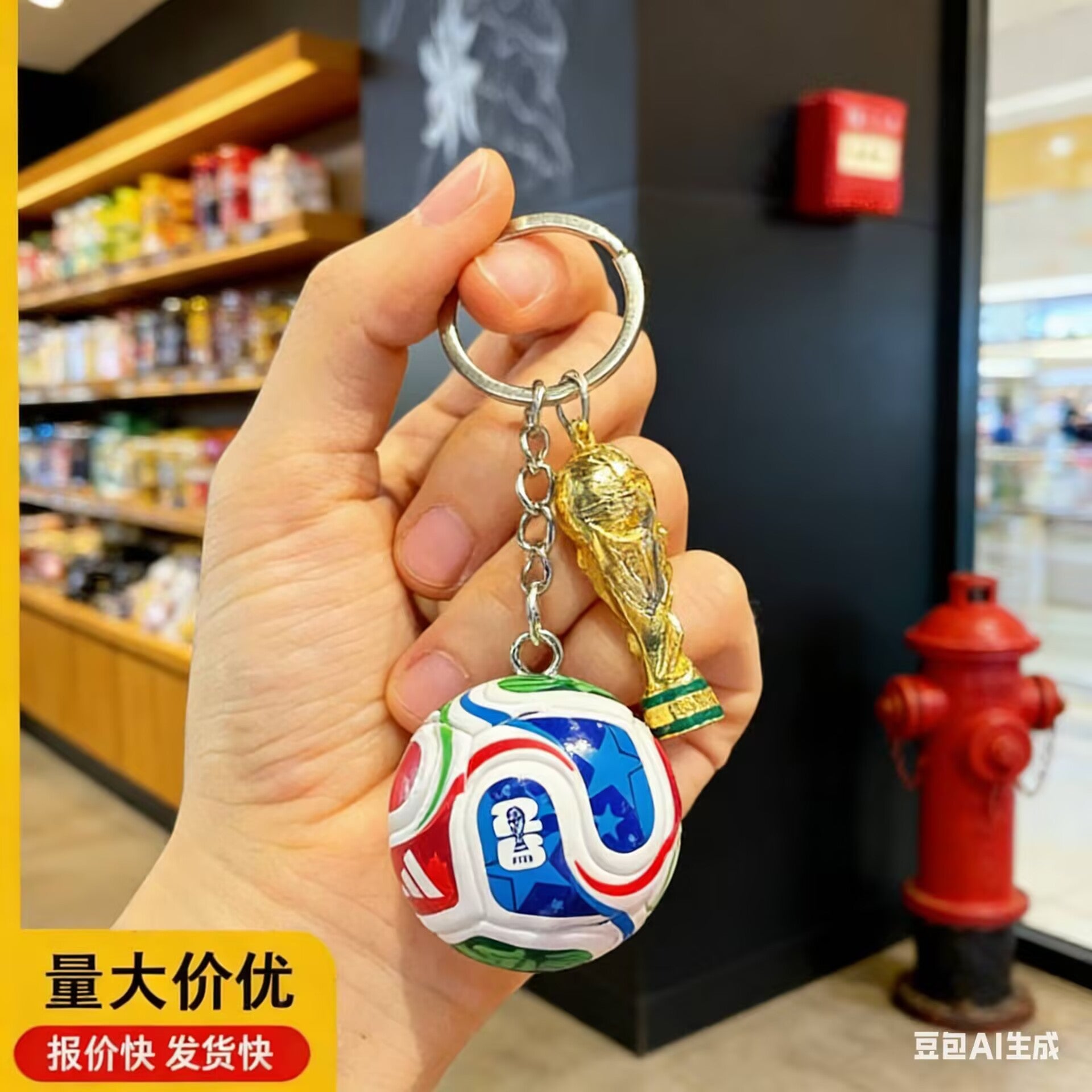Wholesale 2026 USA Canada Mexico World Cup Football Keychain Pendant Creative Sports Mini Gift Car Key Accessory