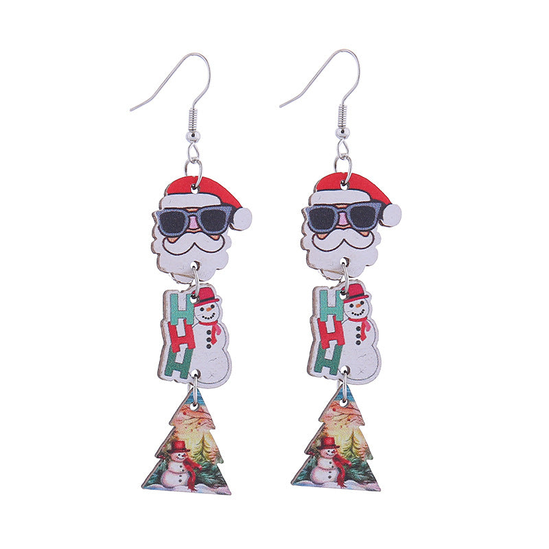 Wholesale Christmas Tree Hat Bell Ear Snowman Earrings ACC-ES-CT035