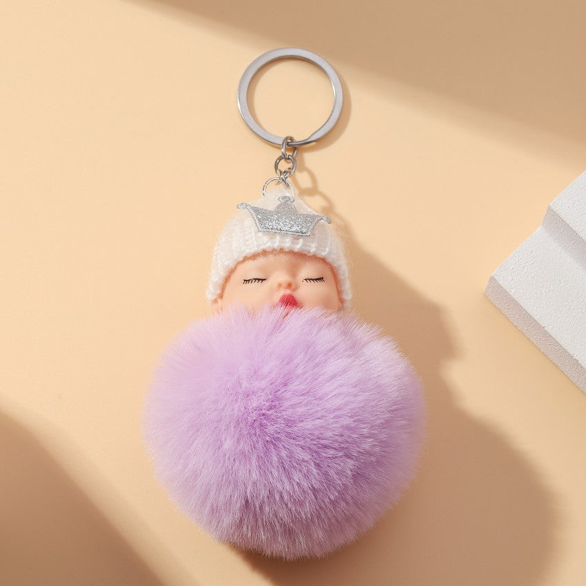 Wholesale Cute Crown Hat Plush Doll Keychains Pom Pom ACC-KC-RongR051