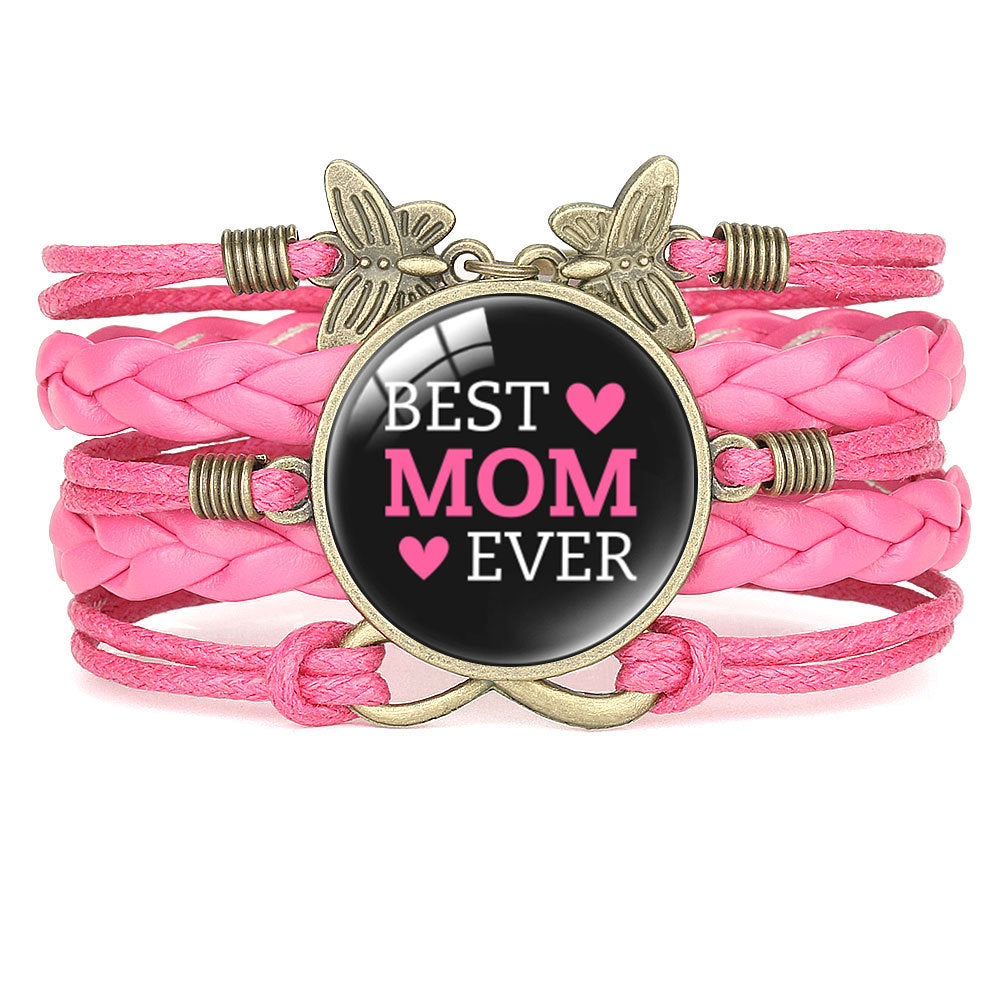 Wholesale Letter mom multi-layer braided leather bracelet