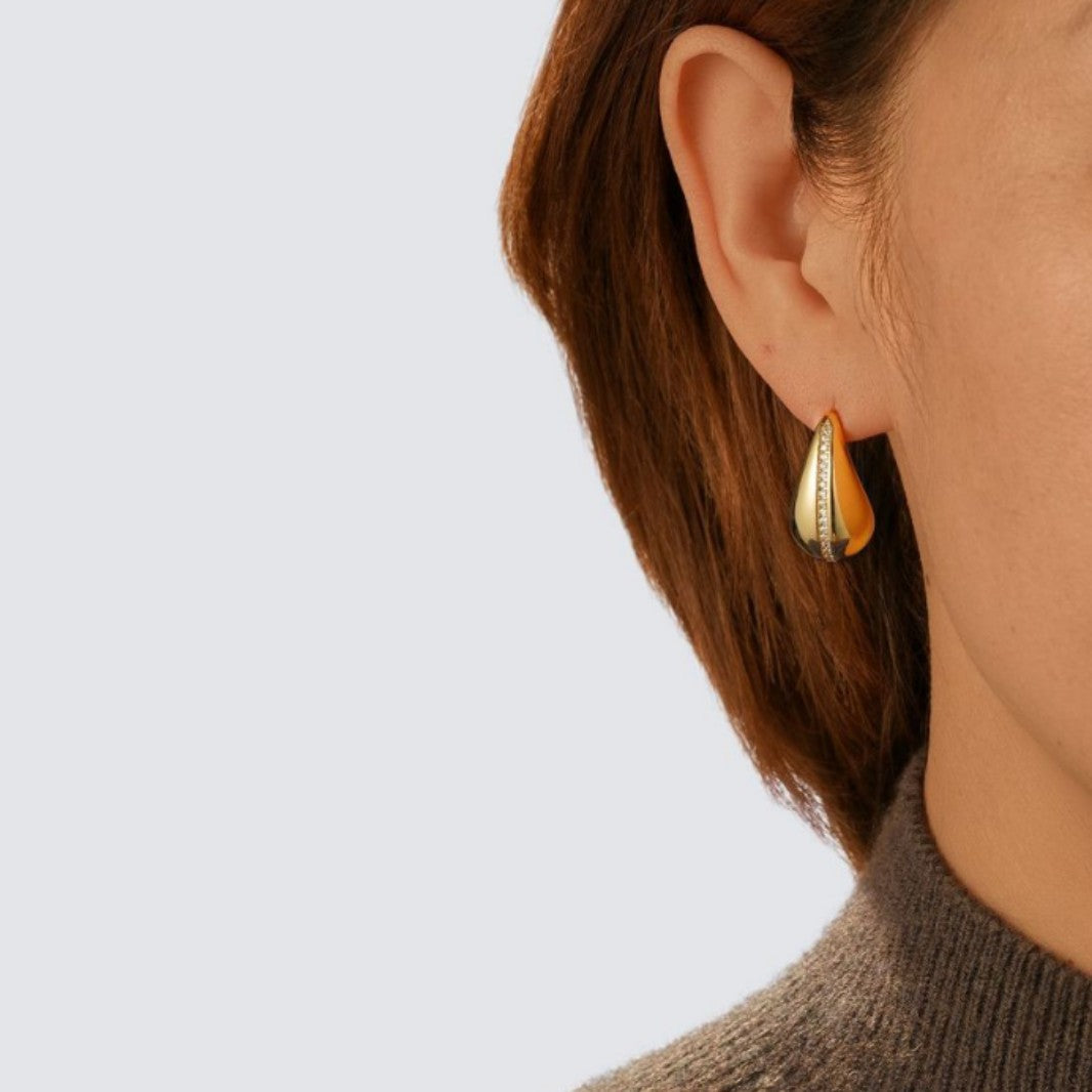 Wholesale  drop earrings retro metal smooth diamond earrings