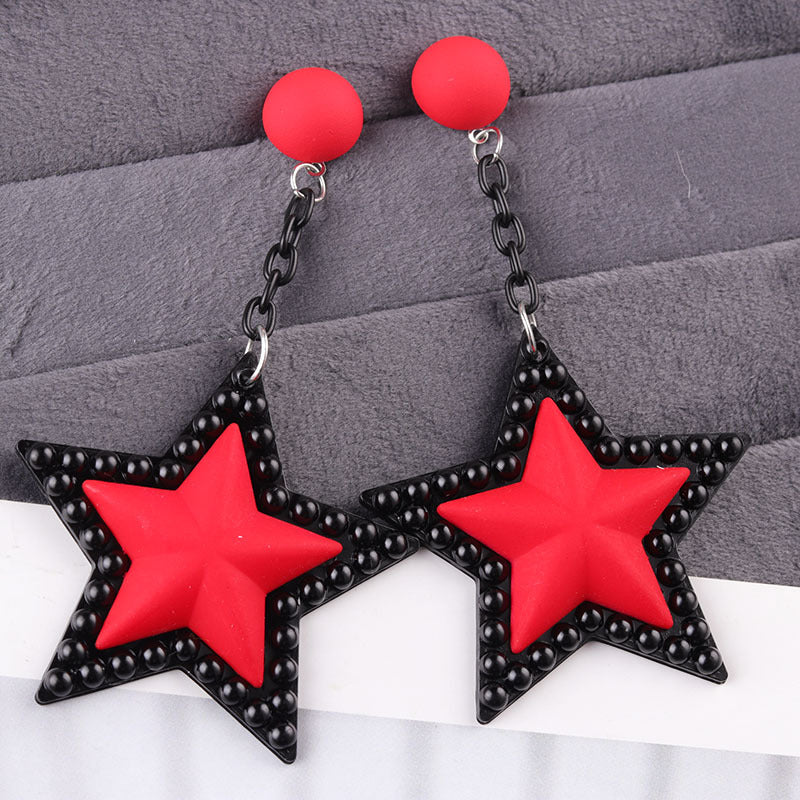 Wholesale Vintage Earrings Long Three-dimensional Five-pointed Star Acrylic Earrings