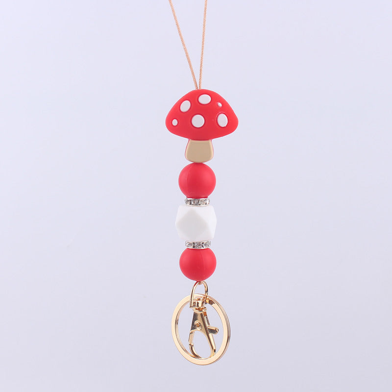 Wholesale Cartoon Mushroom Silicone Bead Necklace Pendant Keychain ACC-KC-GuangTian020