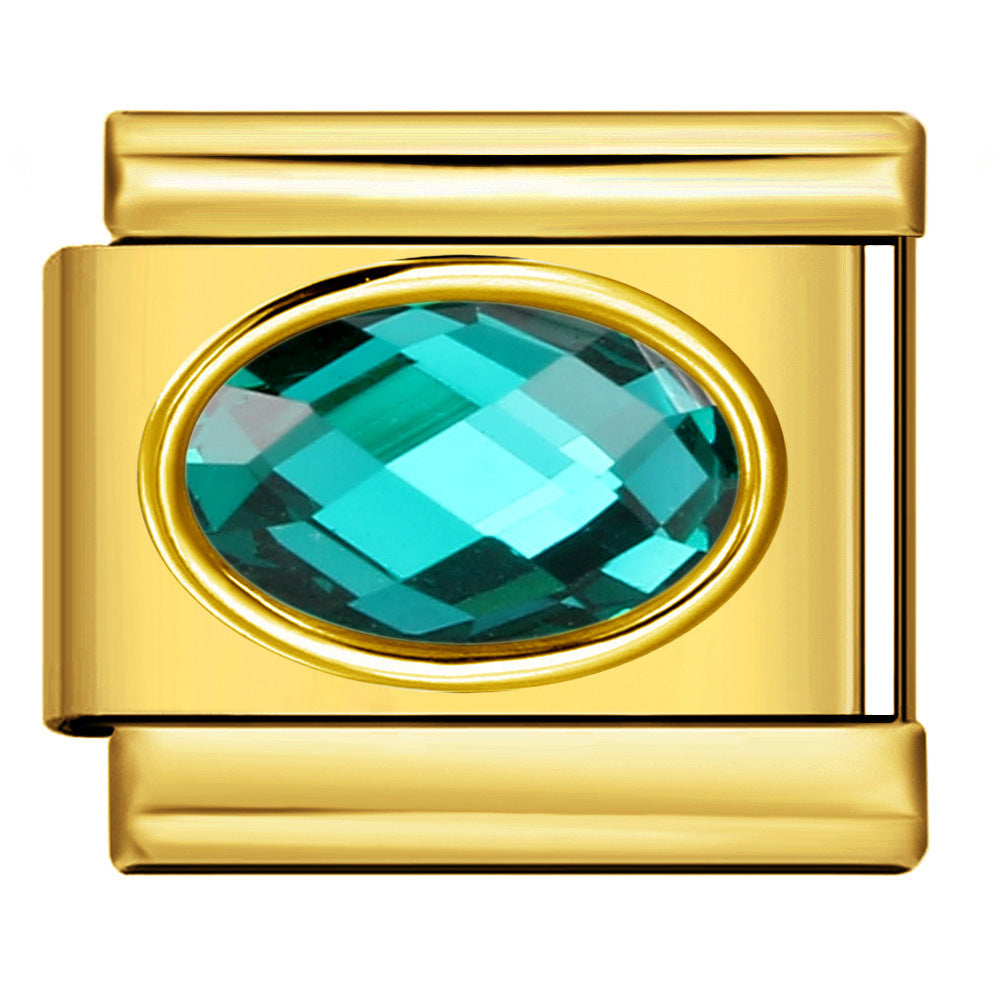 Wholesale Italian Charm Bracelet 9mm DIY Splicing Removable Oval Colored Stone Stainless Steel Composable Bracelet