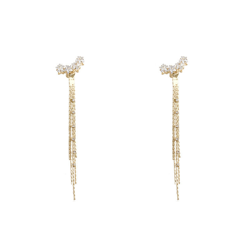 Wholesale light luxury long tassel zircon earrings