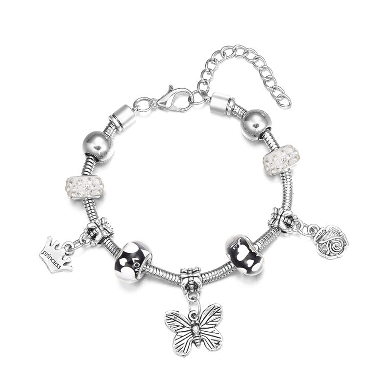 Wholesale Adjustable Beaded Bracelet Glass Crown Butterfly Flower Diamond Lobster Clasp Bracelet ACC-BT-Gangm012