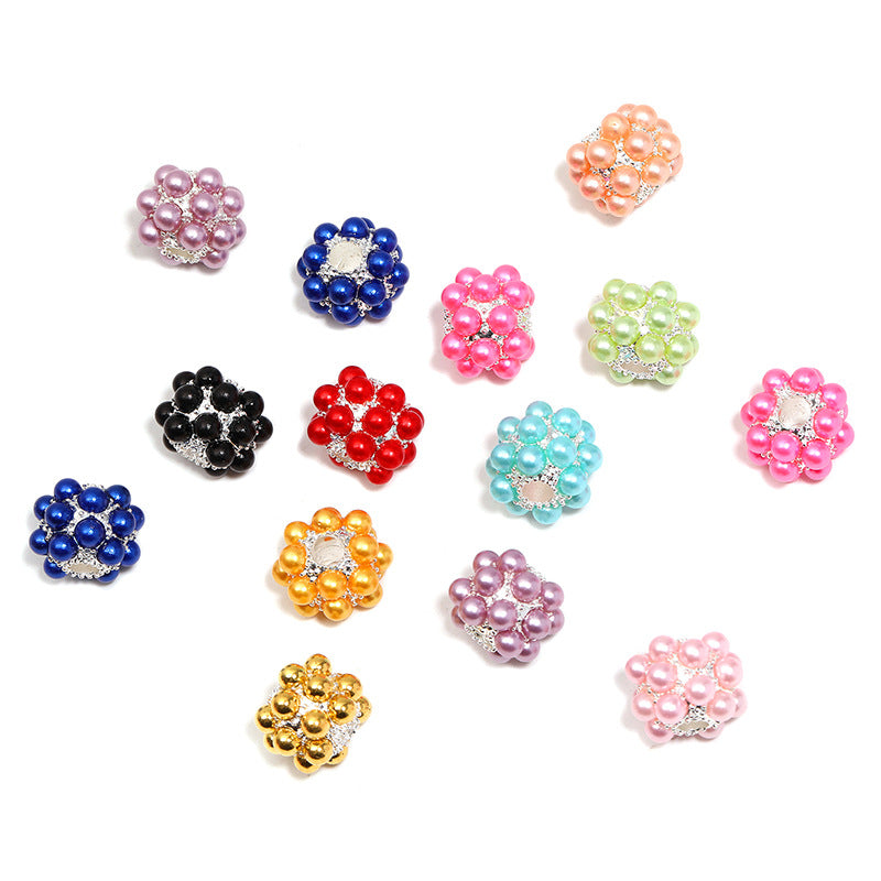 Wholesale 50pcs/ pack Silver White Imitation Pearl Alloy Large Hole Beads