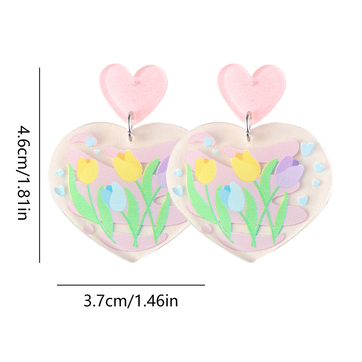 Wholesale  Flower Love Acrylic Pendant Earrings