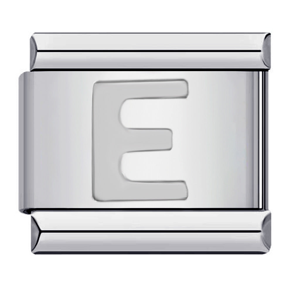 Wholesale Italian Charm Bracelet 9mm DIY Splicing Removable Silver Concave Letters Stainless Steel Composable Bracelet