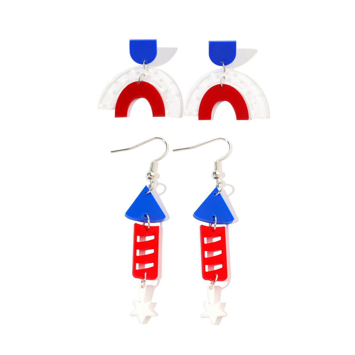 Wholesale  American Independence Day Rocket Rainbow Print Acrylic  Earrings