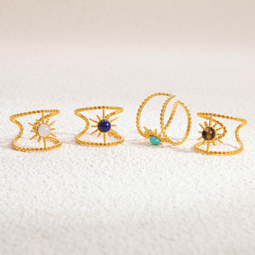 Wholesale Stainless Steel Rings 18K Gold Plated Multi-layer Vintage Rings ACC-RS-YuHui008