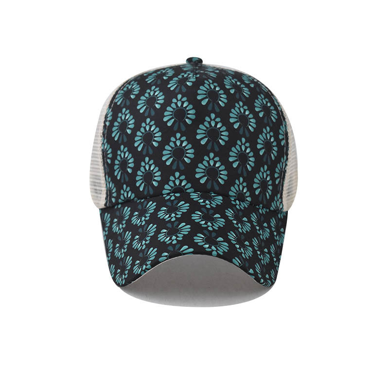 Wholesale Trendy Women S Printed Baseball Cap With Ponytail Hole And Seven Colorful Ponytails Adjustable Summer Everyday Accessory