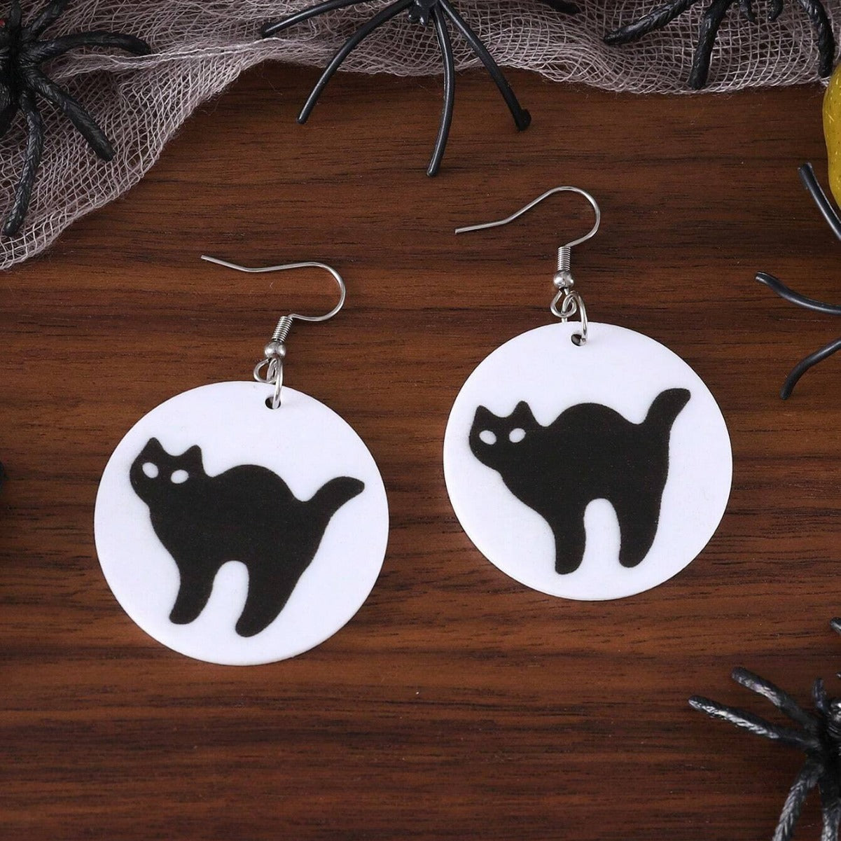 Wholesale  Acrylic Halloween Ghost Pumpkin Black Cat Pendant Earrings
