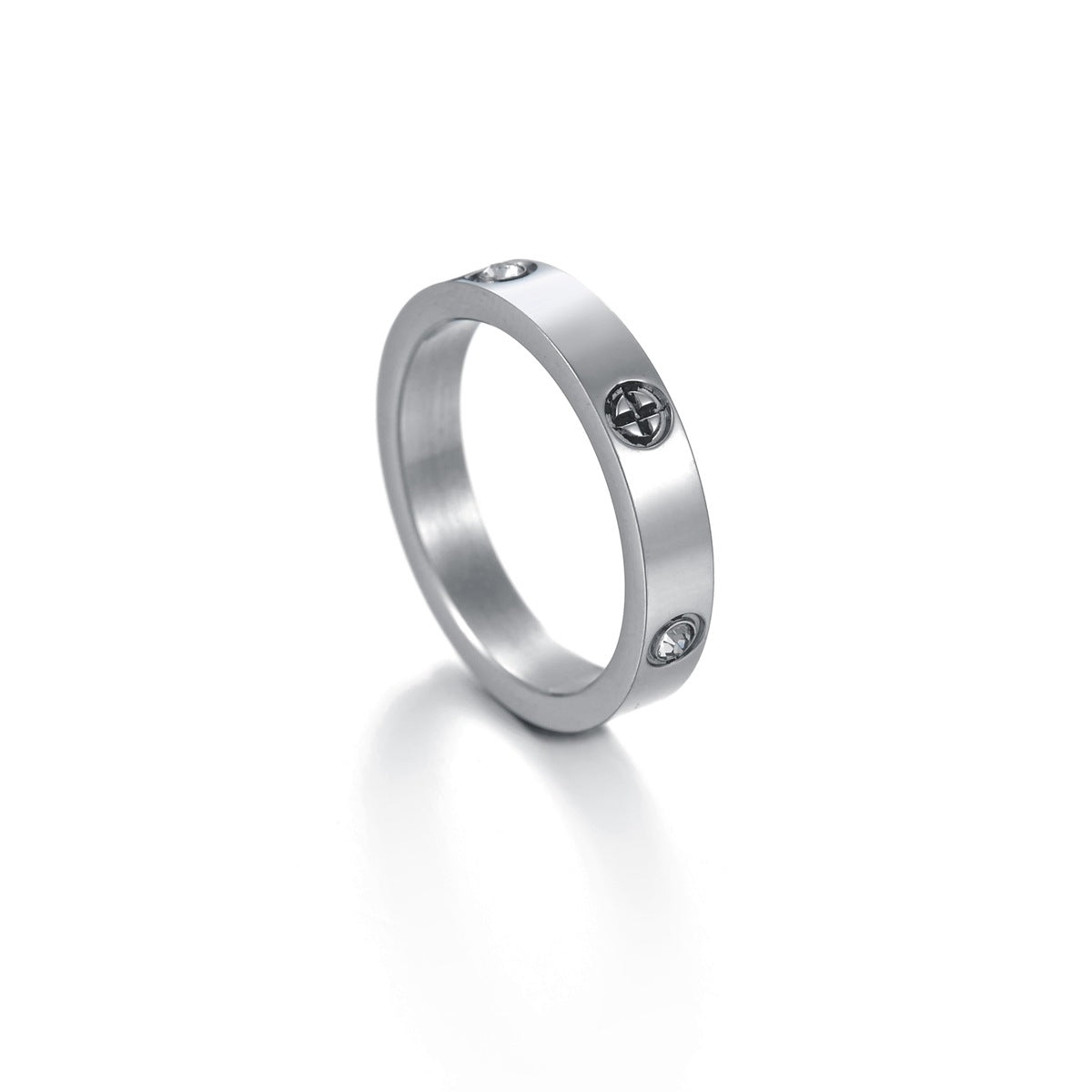 Wholesale Gold Stainless Steel Diamond-Encrusted Ring,  Everyday Wear Jewelry Accessory for Couples