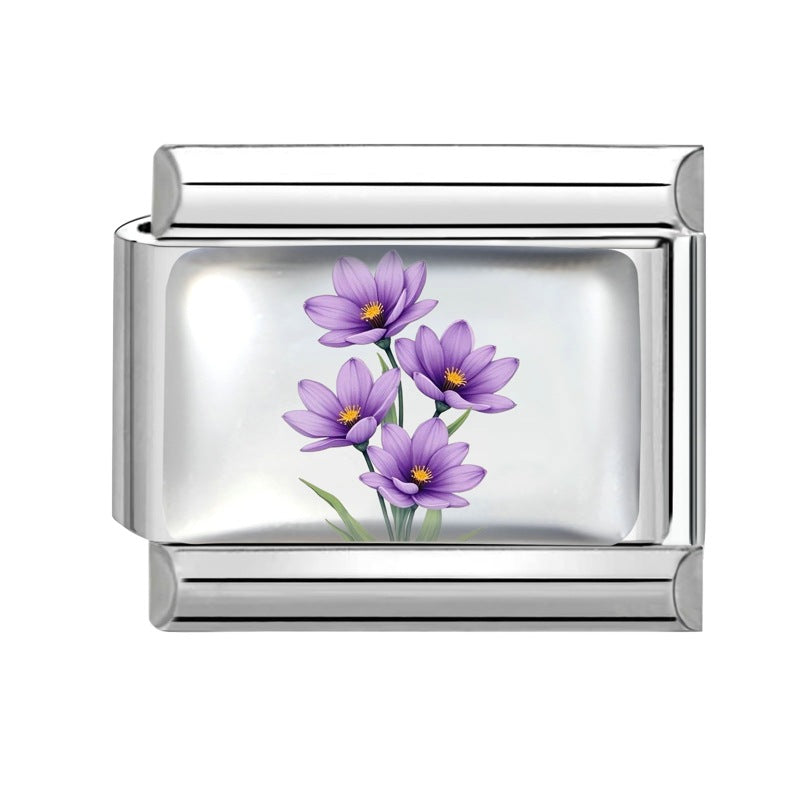 Wholesale 9mm Italian Charm Starter Bracelets DIY Flower Series Stainless Steel Composable Bracelet