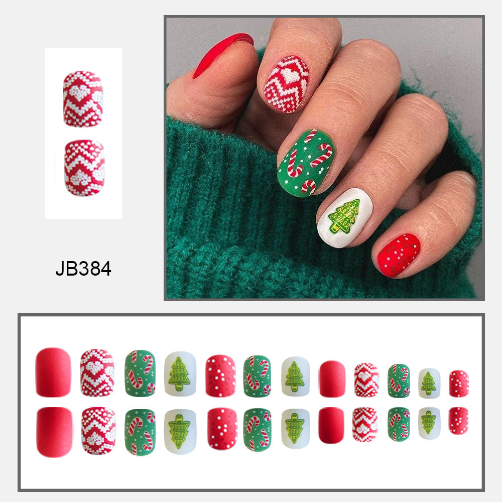Wholesale 24 Pieces/box Christmas Press-on Nails Kits Nail Stickers ACC-NS-FengLi020