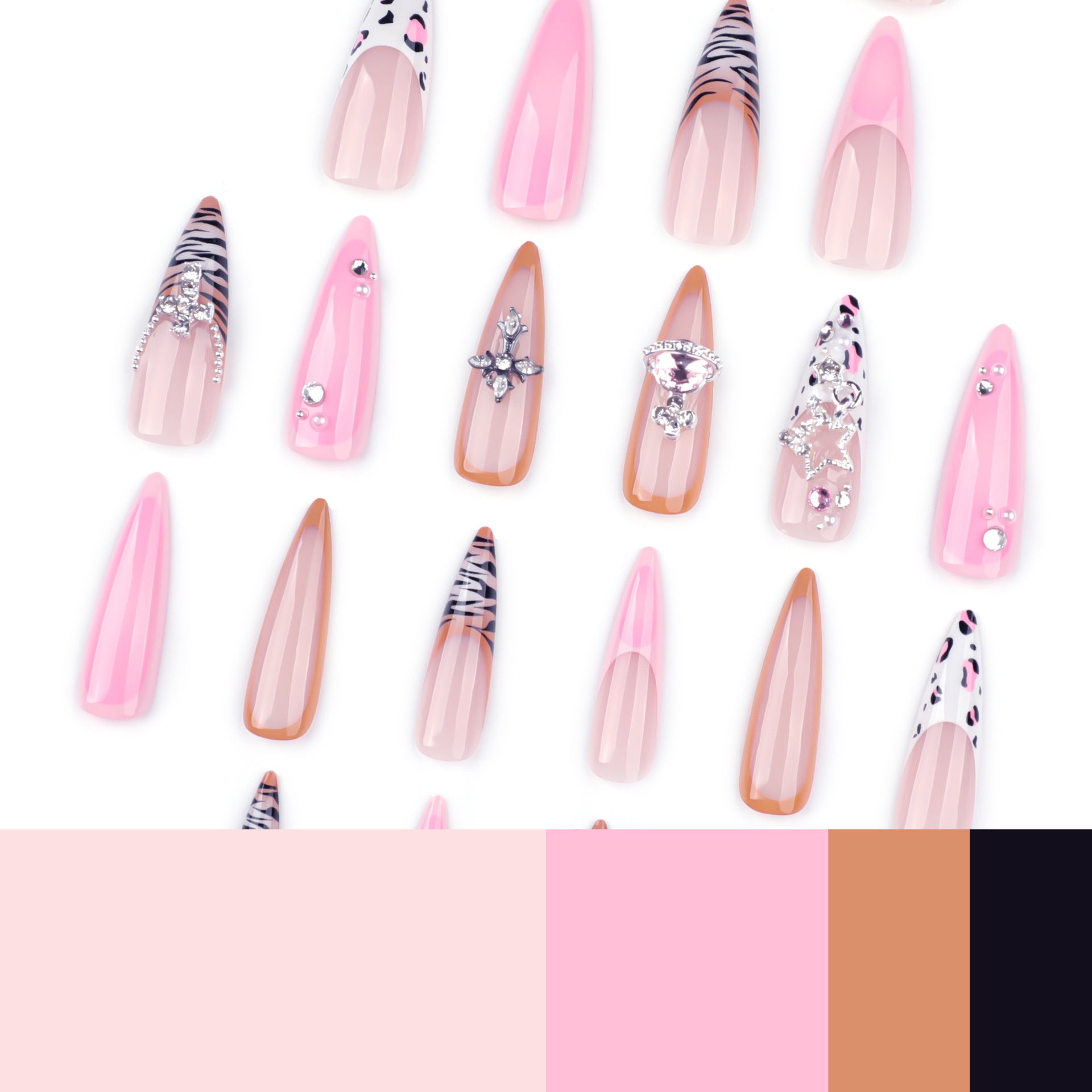 Wholesale 24 Pieces/box Leopard Zebra Nails Kits Nail Stickers
