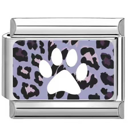 Wholesale Trendy Paw Print Leopard Pattern DIY Stainless Steel Bracelet Charms Jewelry Accessory