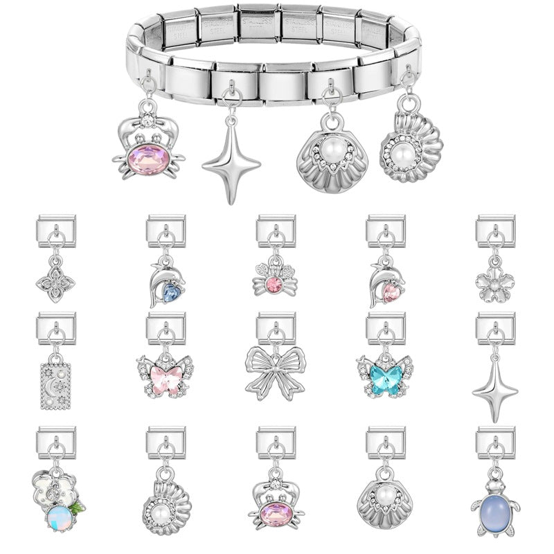 Wholesale Stainless Steel Electroplated DIY Jewelry Set - Fresh Ocean Italian Style for Boutique Resale