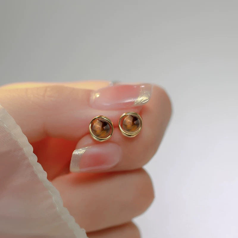 Wholesale S999 Foot Silver Cat's Eye Stone Earrings