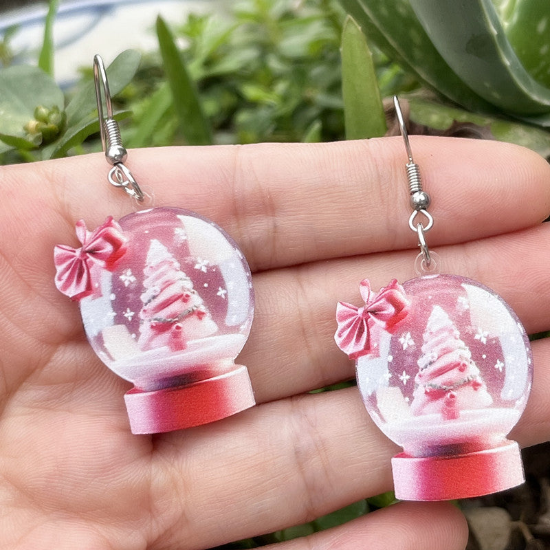 Wholesale 10pcs Acrylic Christmas Snowball Cake Tree Earrings
