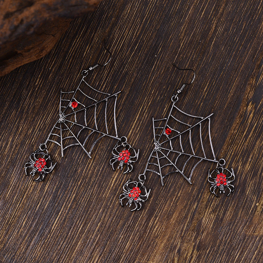 Wholesale Gothic  Web Drop Earrings For Women Gun Black Zinc Alloy  Fashion Accessory Party Gift
