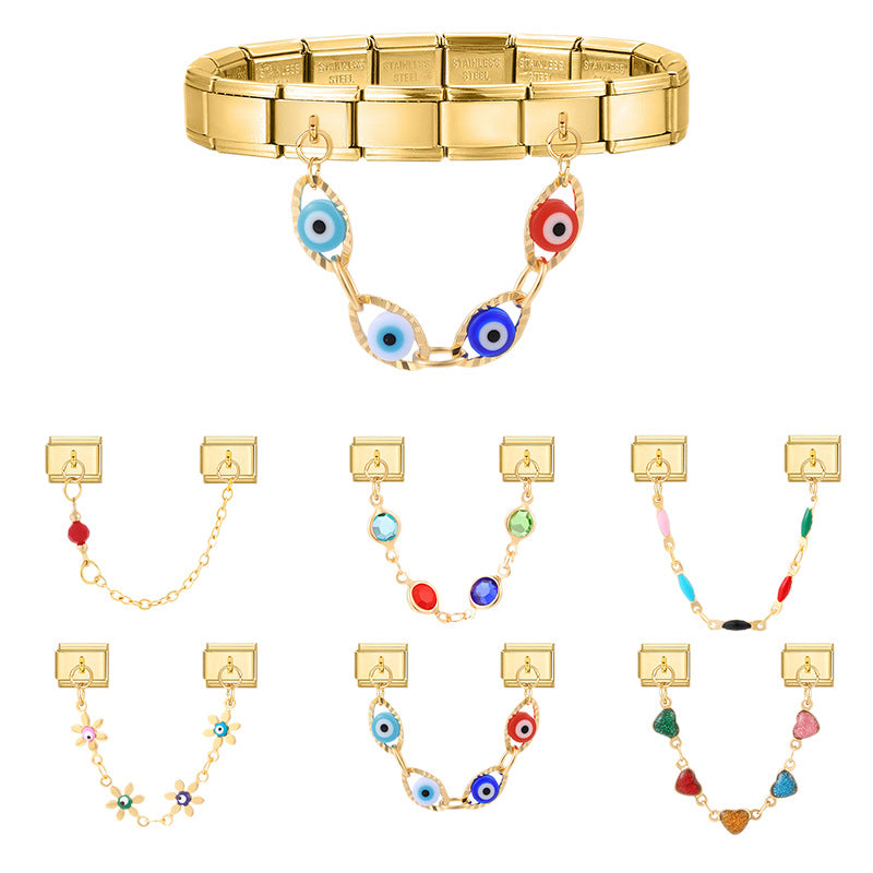 Wholesale 9mm Italian Charm Starter Bracelets DIY Double Hanger Stainless Steel Composable Bracelet