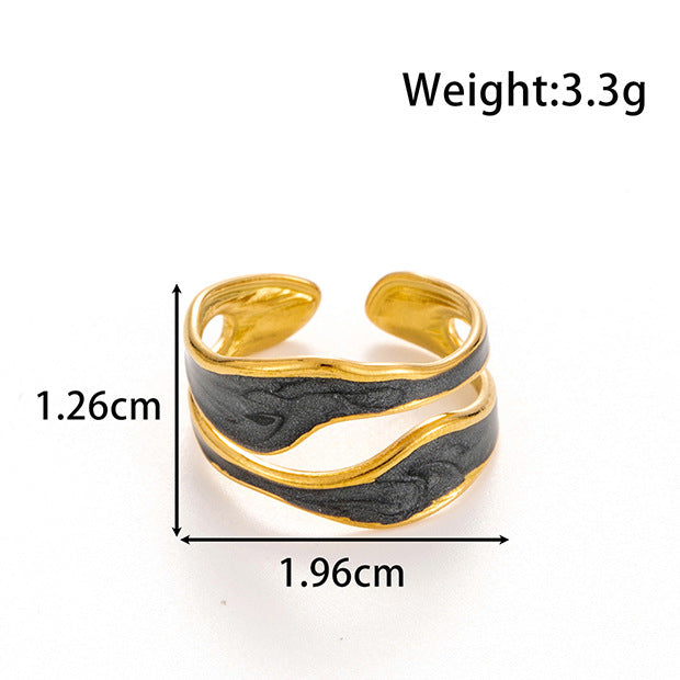 Wholesale drop oil opening ring personality hip hop vacuum plating titanium steel ring