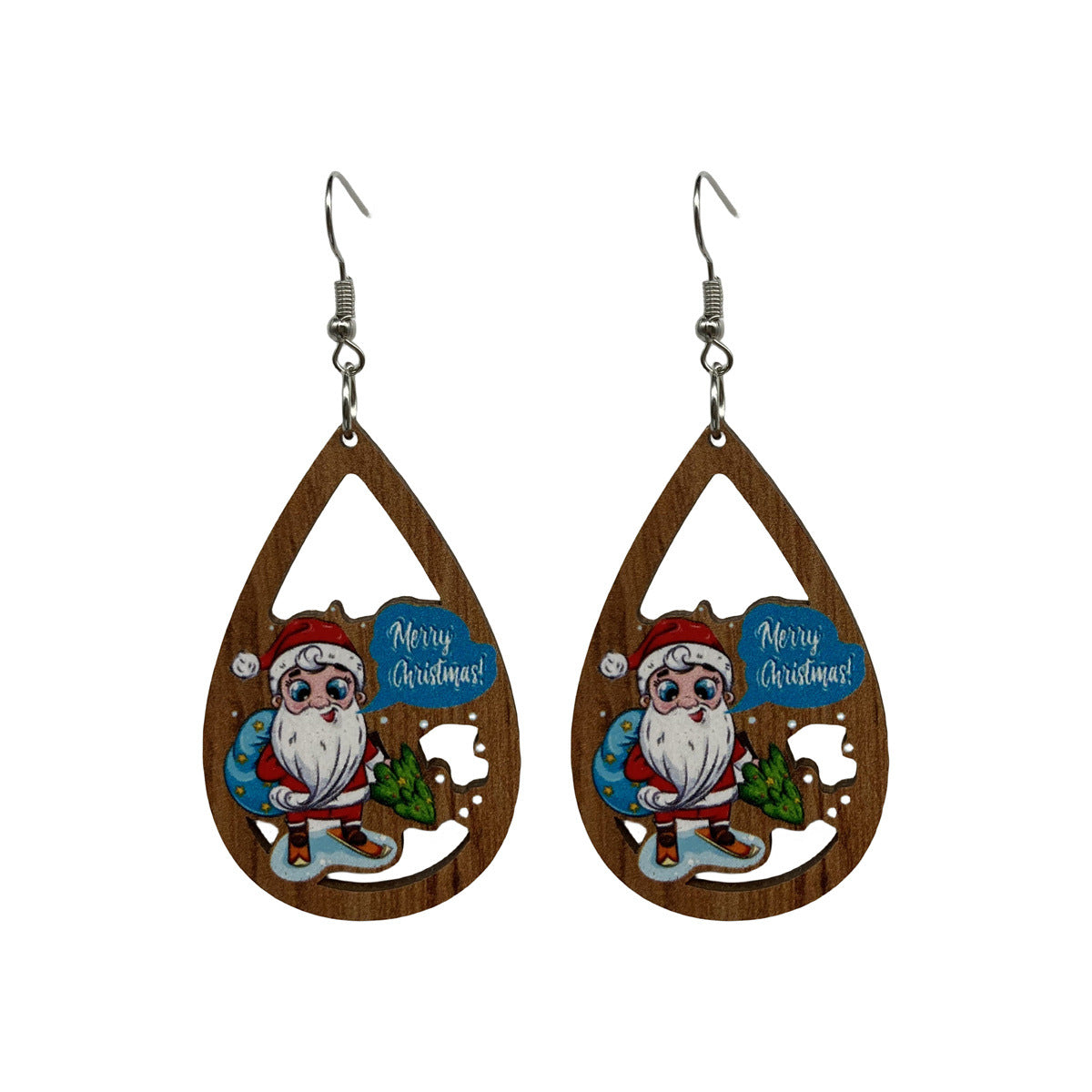 Wholesale Christmas Santa Claus Fungus Ornaments Wood Earrings ACC-ES-FX064