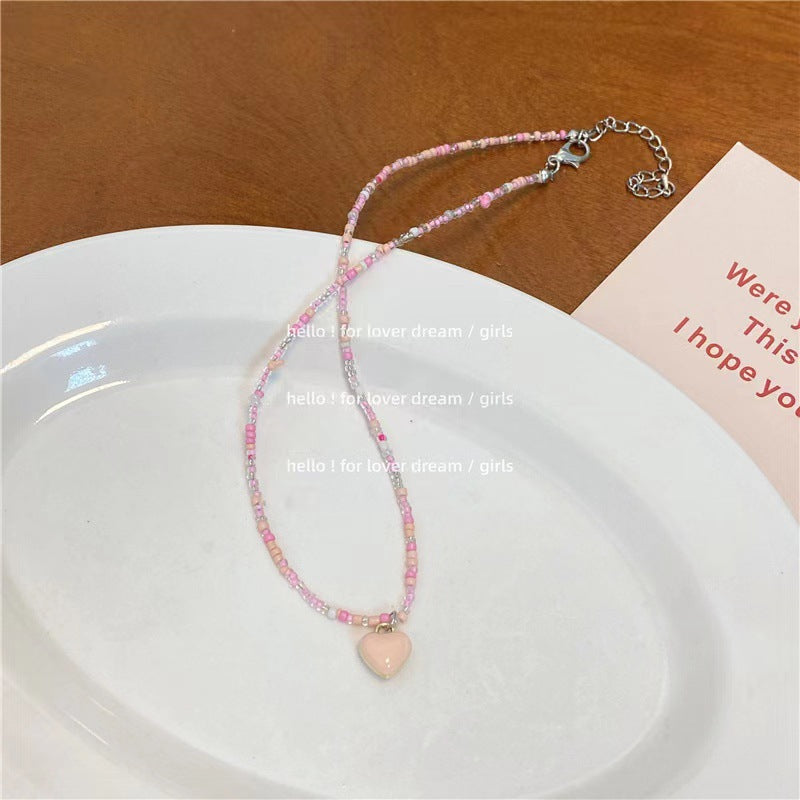 Wholesale candy color love beads necklace less
