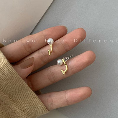 Wholesale Korean Style Back Hanging Pearl Earrings Platinum Plated - Fashion Accessory for Boutique Resale and Party