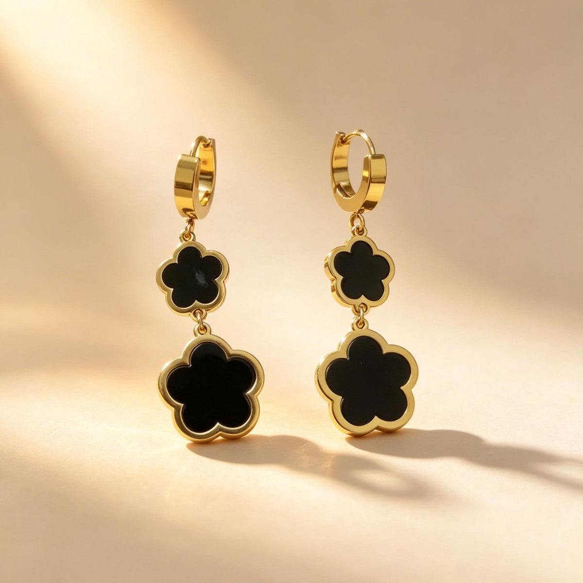 Wholesale Stainless Steel White Gold Five-Leaf Flower Earrings Minimalist Chic Jewelry Accessory