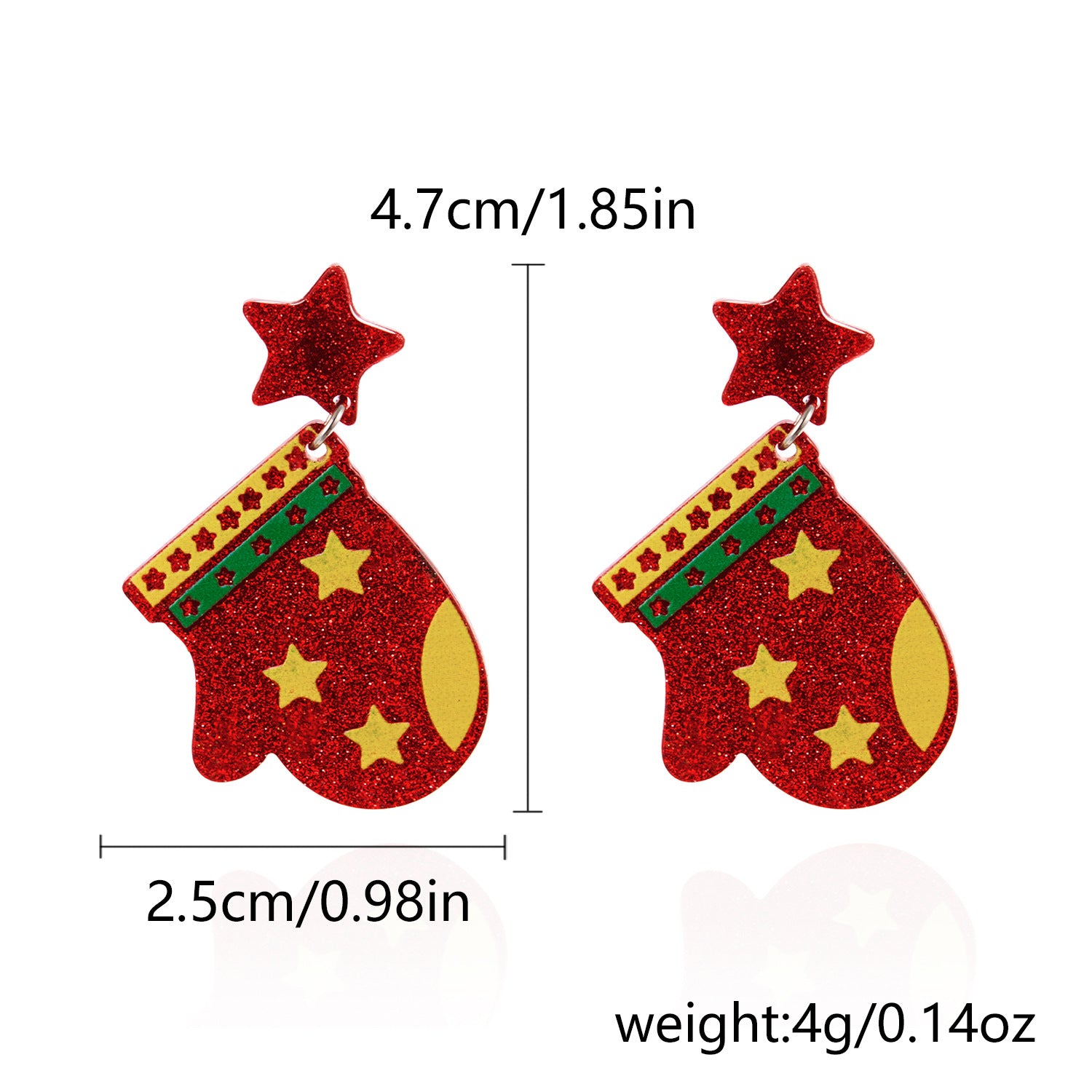 Wholesale Christmas Red Sparkling Acrylic Earrings