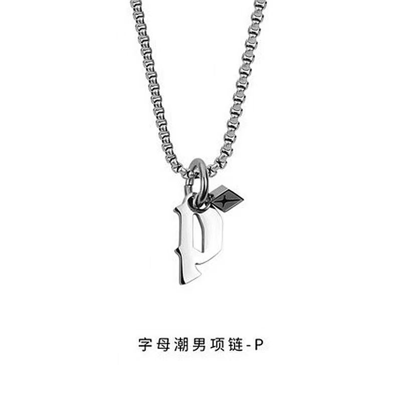 Wholesale Men's 26 Alphabet Titanium Steel Necklace