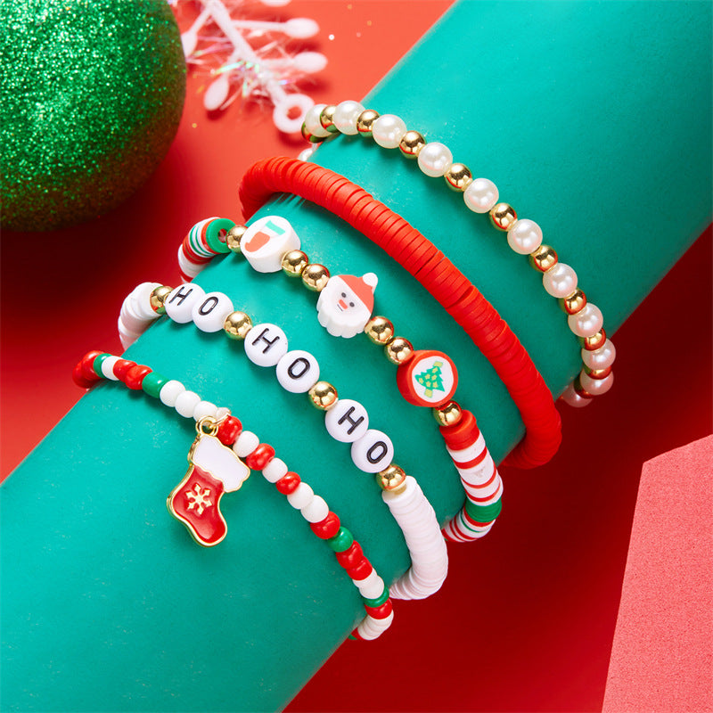 Wholesale Polymer clay beaded bracelet Christmas ornaments