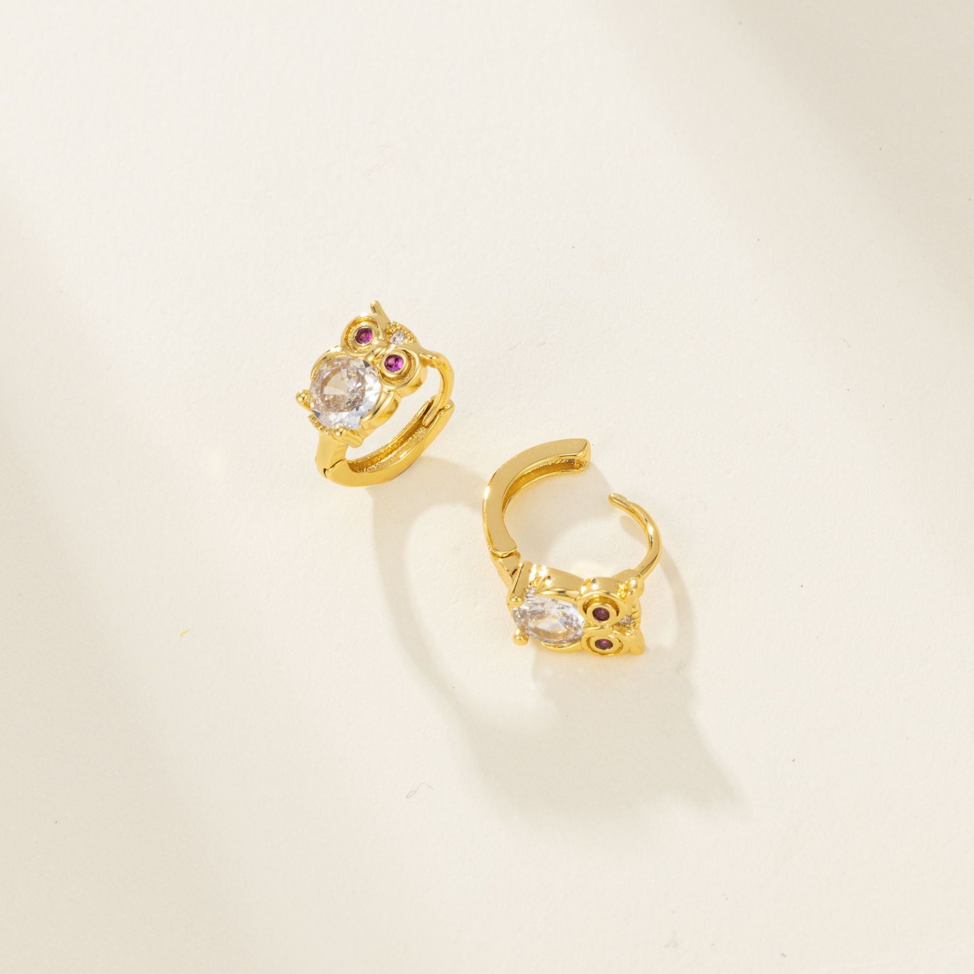 Wholesale  copper plated 18K real gold owl earrings