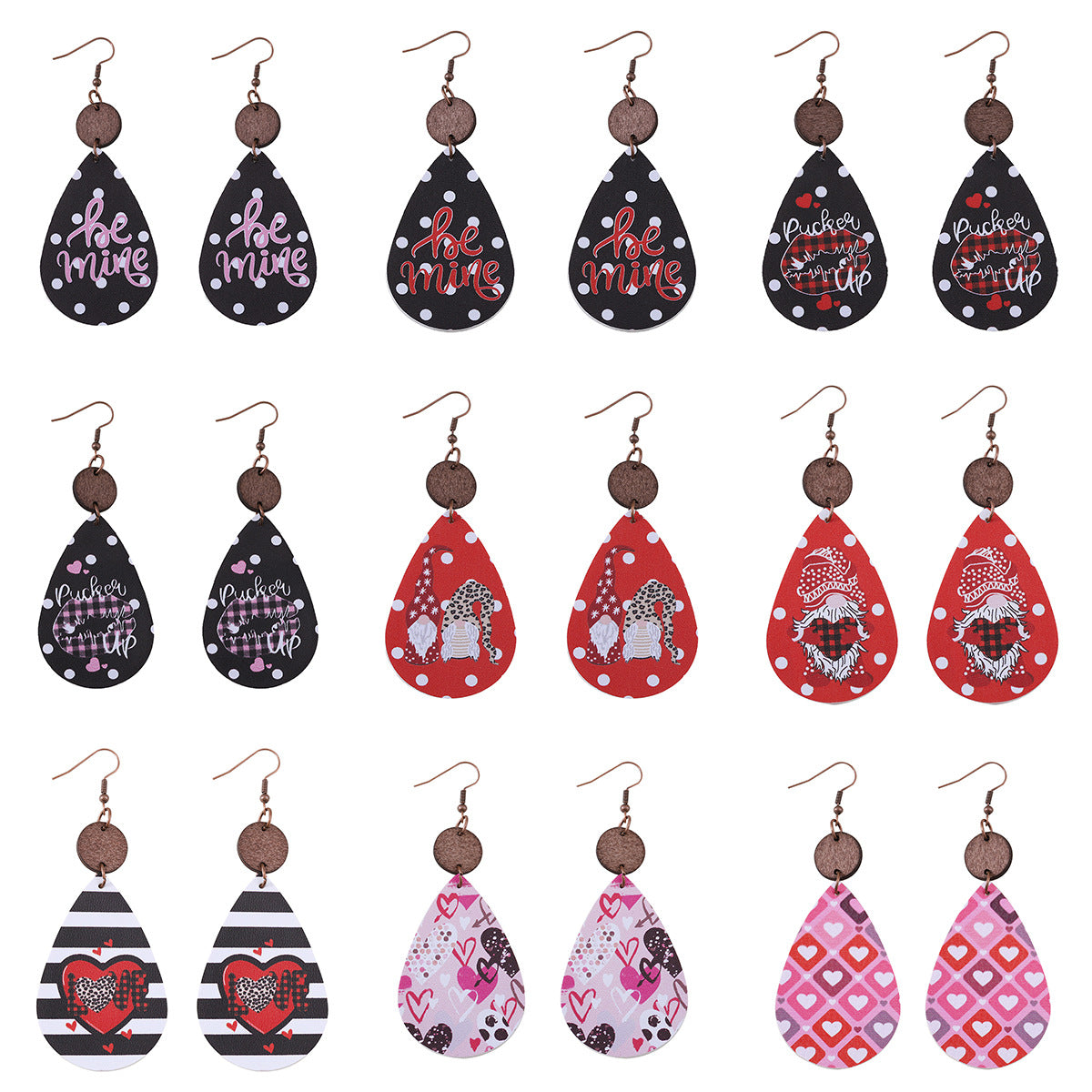 Wholesale Valentine' s Day Leather Heart Earrings