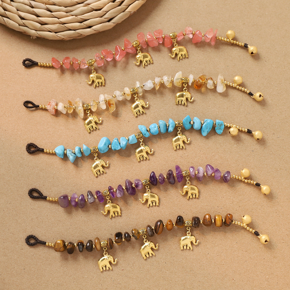 Wholesale Hand-Knitted Turquoise Elephant Bracelet,  Bohemian Style Fashion Jewelry Accessory