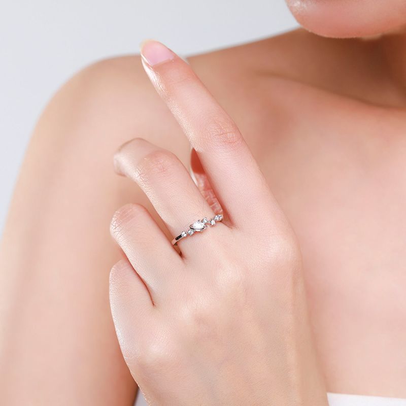 Wholesale 925 Sterling Silver Ring Star Earth Micro Inlay Opening Food Ring