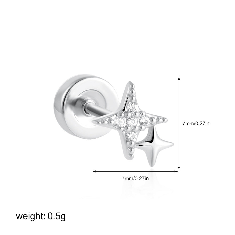 Wholesale Stainless steel 18K gold zircon titanium steel mini stud earrings