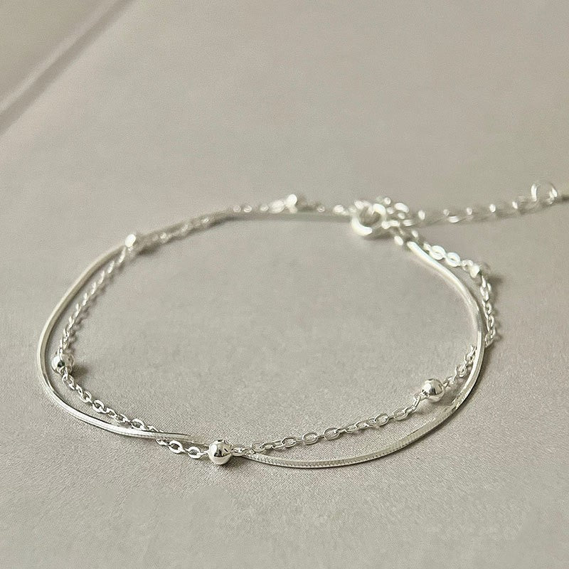 Wholesale S925 Sterling Silver Double Layer Bracelet