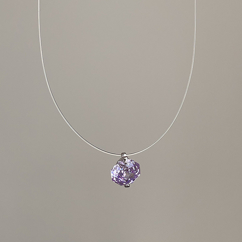 Wholesale Minimalist Style Crystal Zircon Pearl Pendant Fish Line Necklace Women' s Accessible Luxury Versatile Elegant Trendyy Neck Chain Clavicle Chain