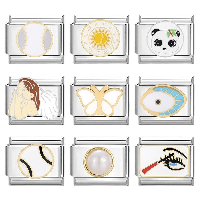 Wholesale Italian Charm Bracelet 9mm DIY Splicing White Series Titanium Steel Composable Bracelet