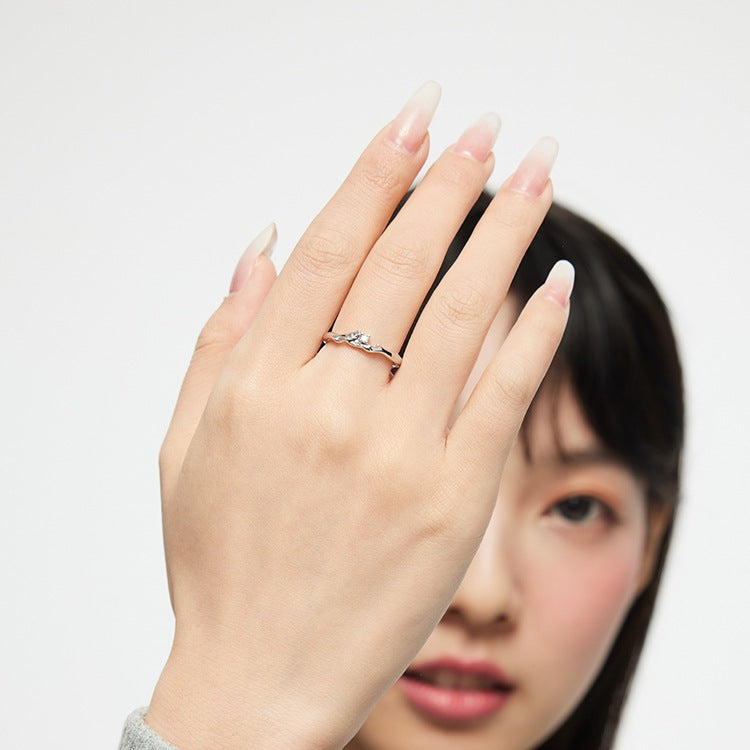 Wholesale silver diamond open adjustable ring