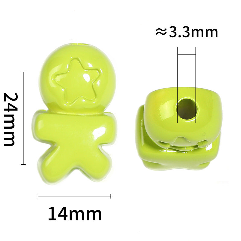 Wholesale 100pcs Candy Color Five-pointed Star OK Letter Beaded Cartoon Gingerbread Man Acrylic Diy ACC-BDS-BLG115