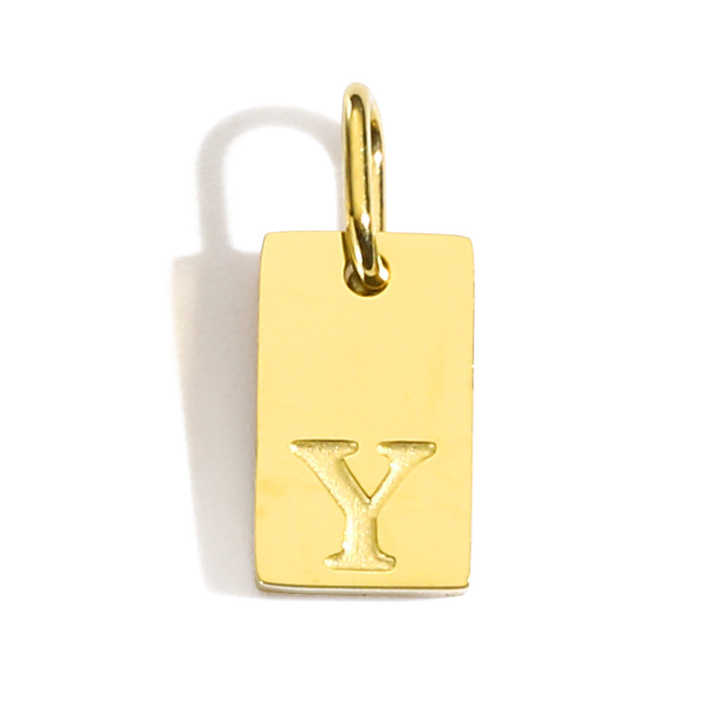 Wholesale 26 English letters stainless steel gold-plated pendant