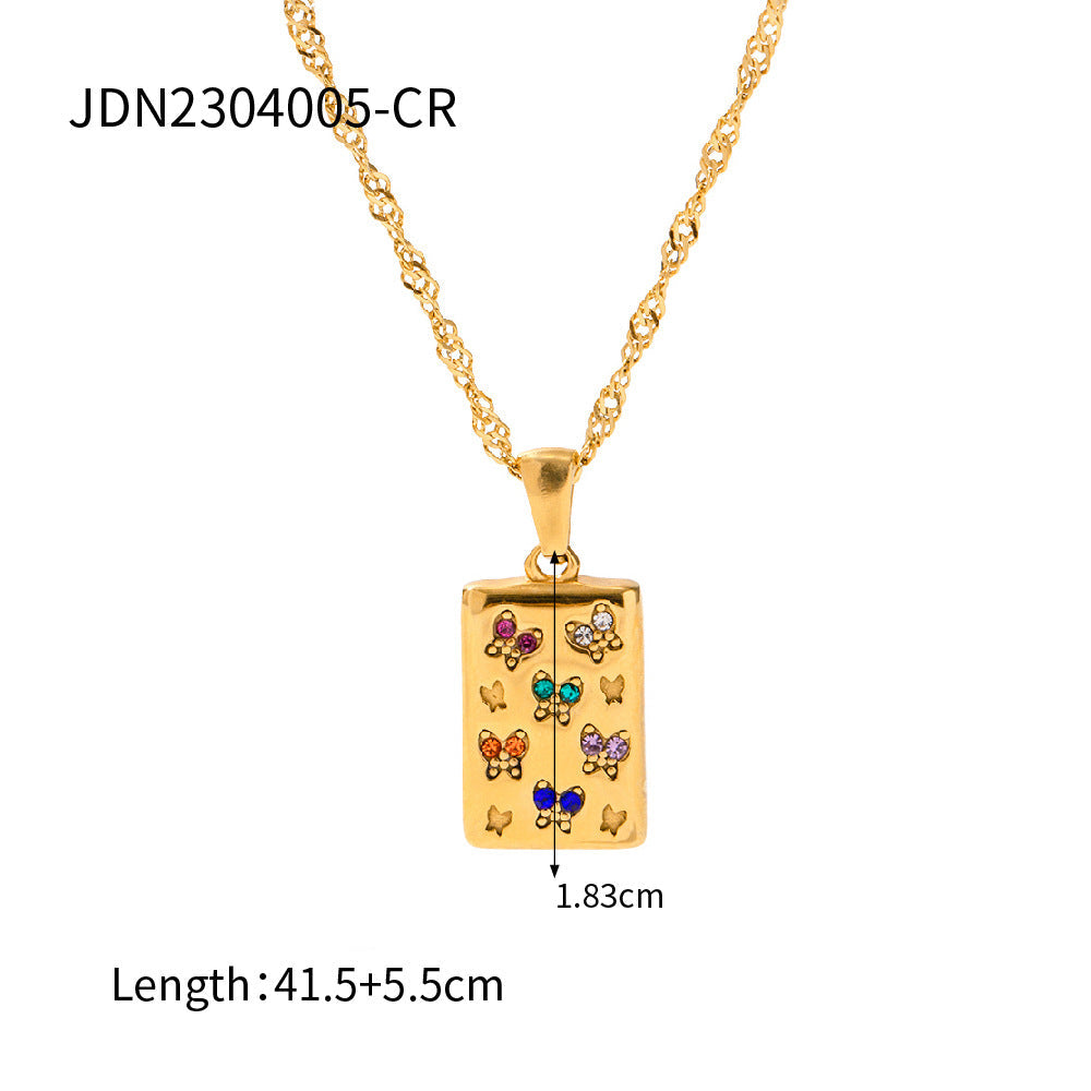 Wholesale 18K gold stainless steel white diamond pendant necklace