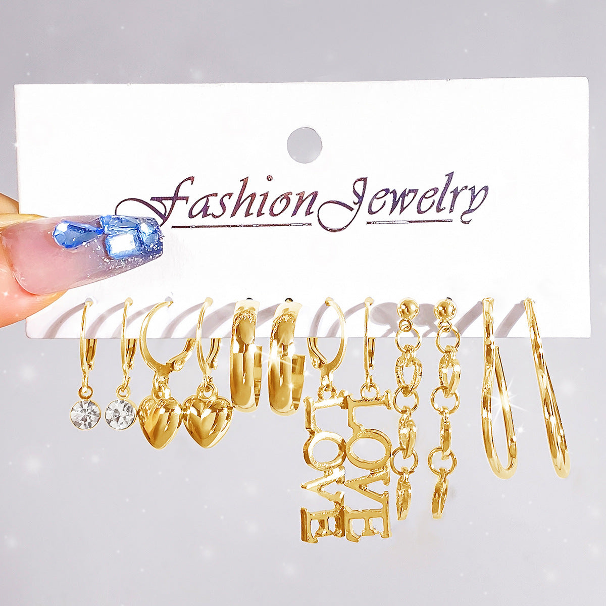 Wholesale  Geometric Multi-layer C- shaped Pearl Earrings Set